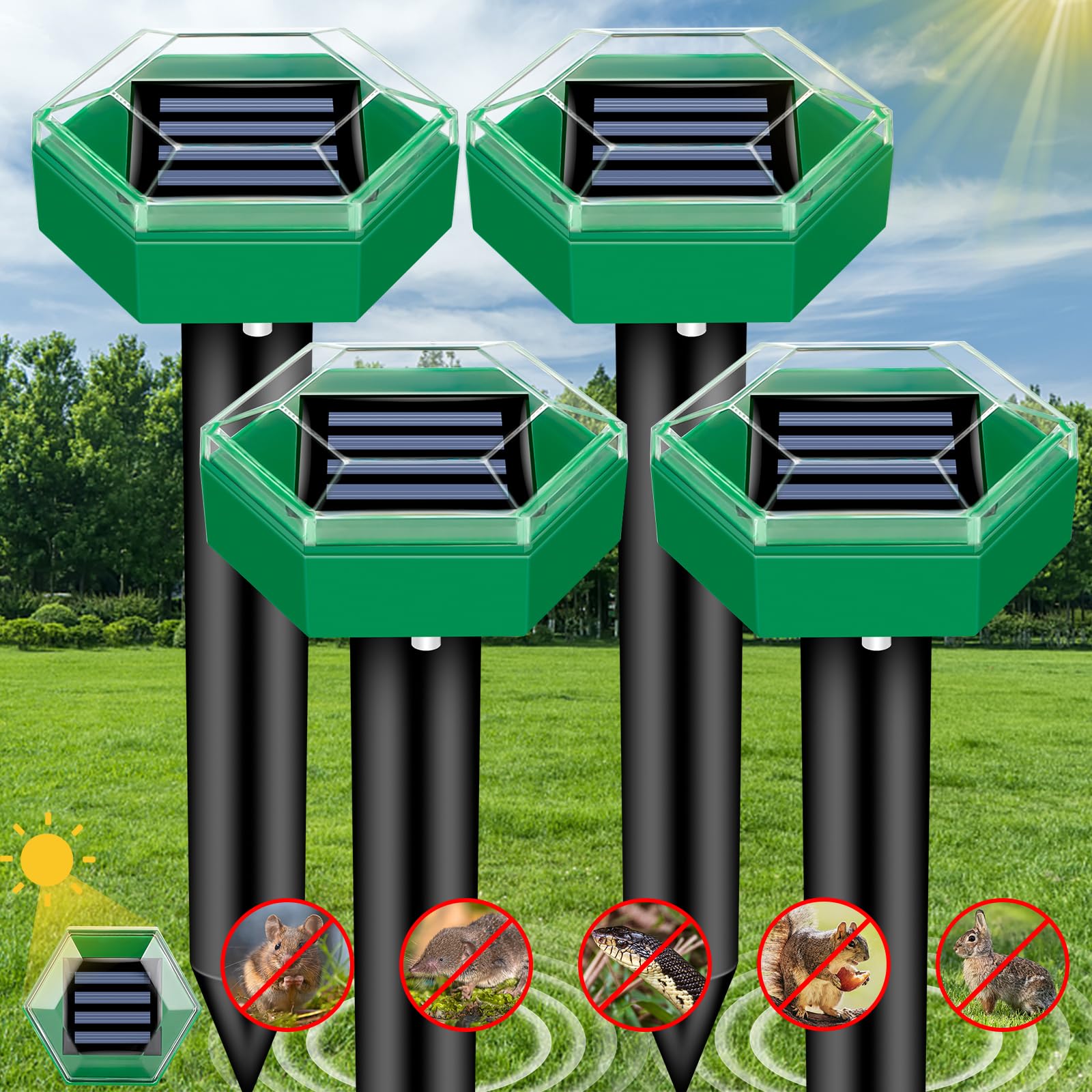 EcoGuard | Ultrasonic Pest Repeller with Solar Power & Waterproof Design | Effective Rodent Deterrent for Gardens 0