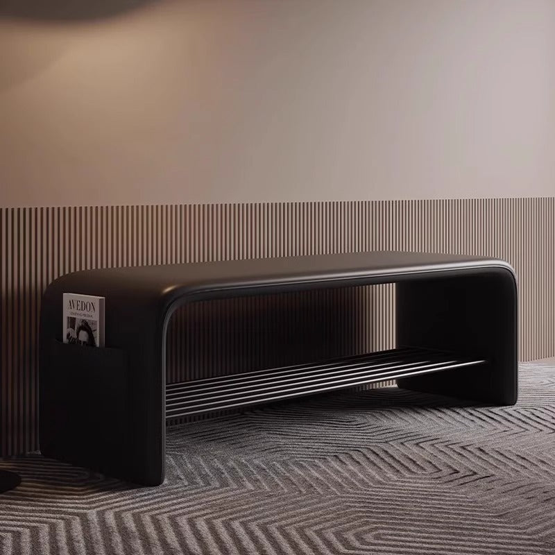 EcoSimplicity | Stylish Modern Synthetic Leather Entryway Bench 0