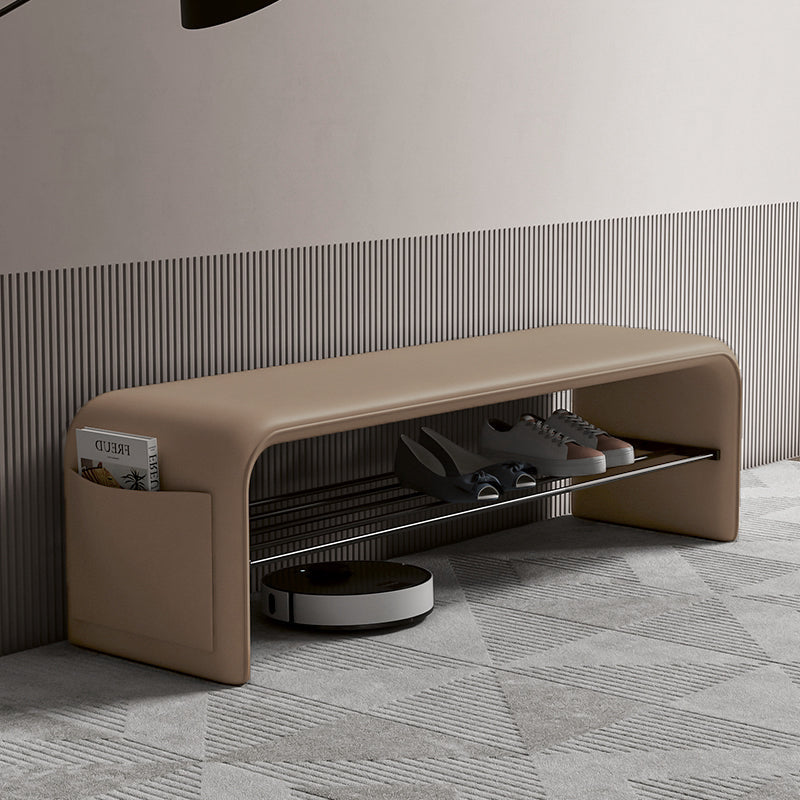 EcoSimplicity | Stylish Modern Synthetic Leather Entryway Bench 4