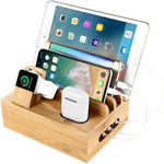 EcoSmart | Bamboo Charging Station with 5 USB Ports & Cable Management | Organize Up to 9 Devices 0