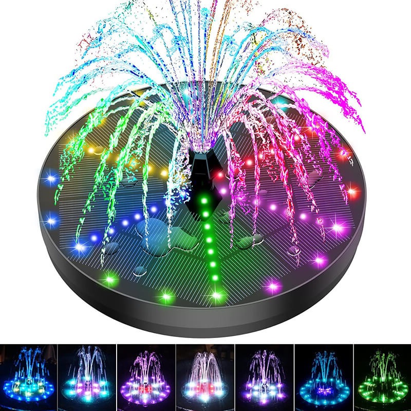 Eco Fountain | Solar-Powered Water Feature with 60 LED Lights | Adjustable Spray Patterns for Outdoor Ambiance 0