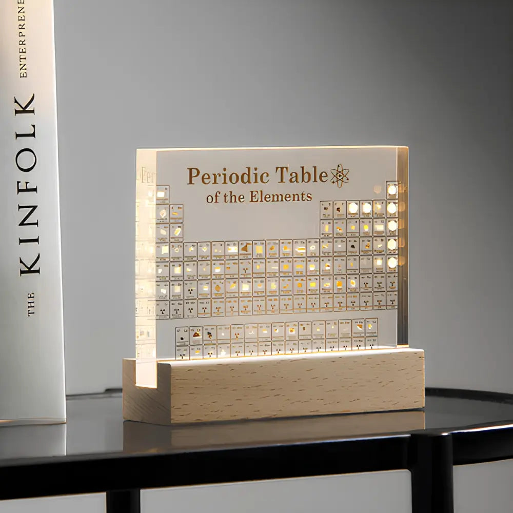 Educational Acrylic Periodic Table Display with 83 Real Elements & LED Lighting 0