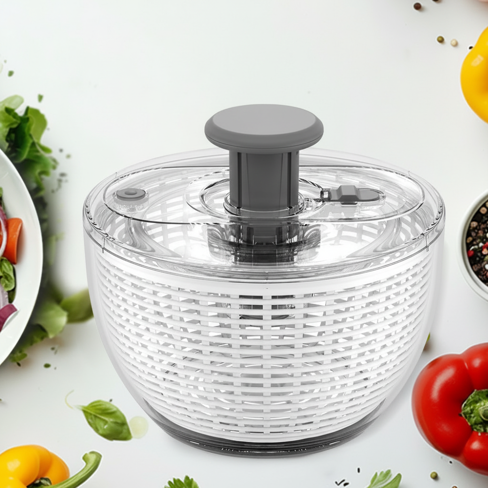 Efficient Salad Spinner with Manual Pump | Quick Vegetable Dryer for Fresh Meals 0