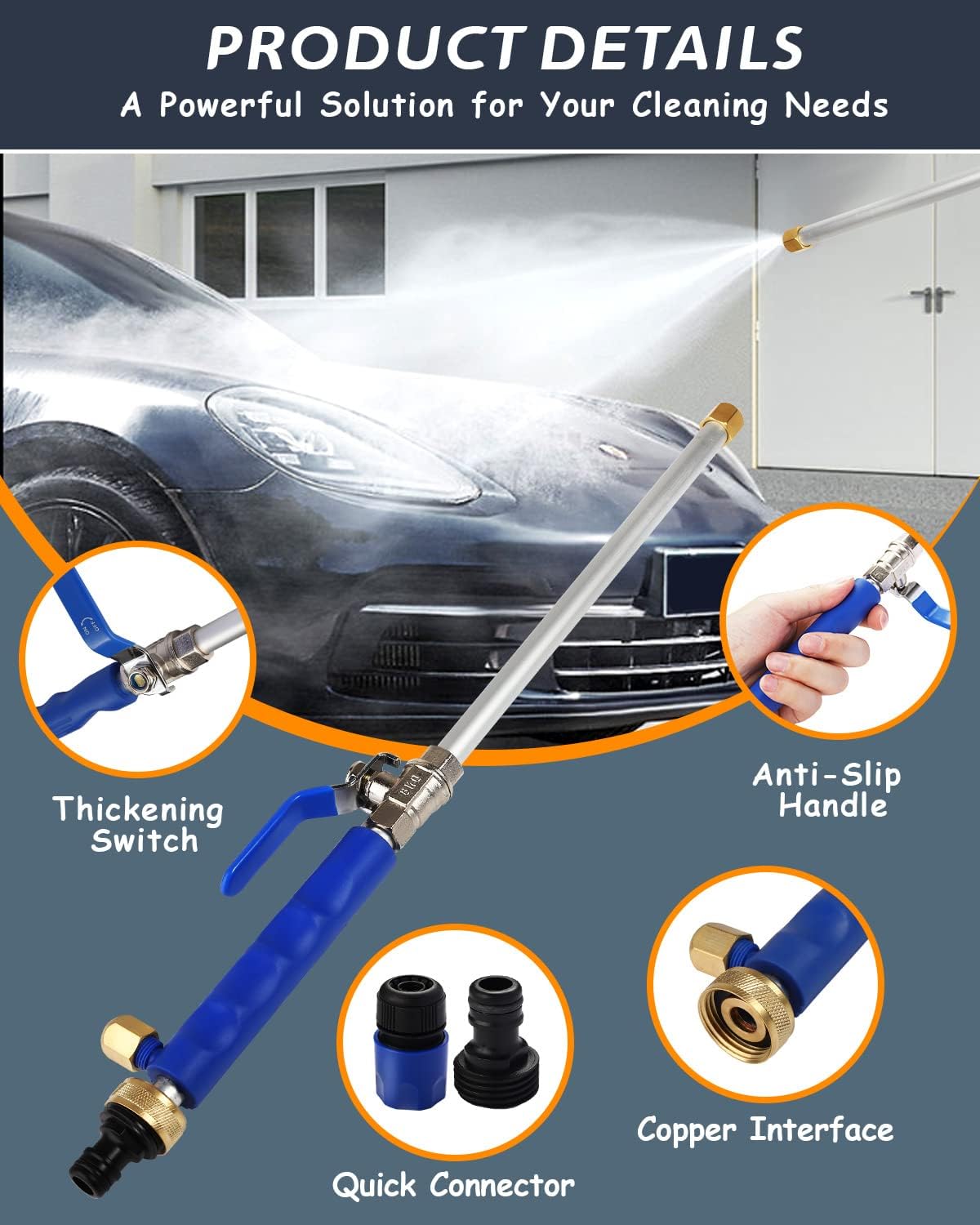 Effortless High-Pressure Nozzle | Durable Garden Hose Attachment with Dual Spray Options | Ergonomic Design for Easy Cleaning 5