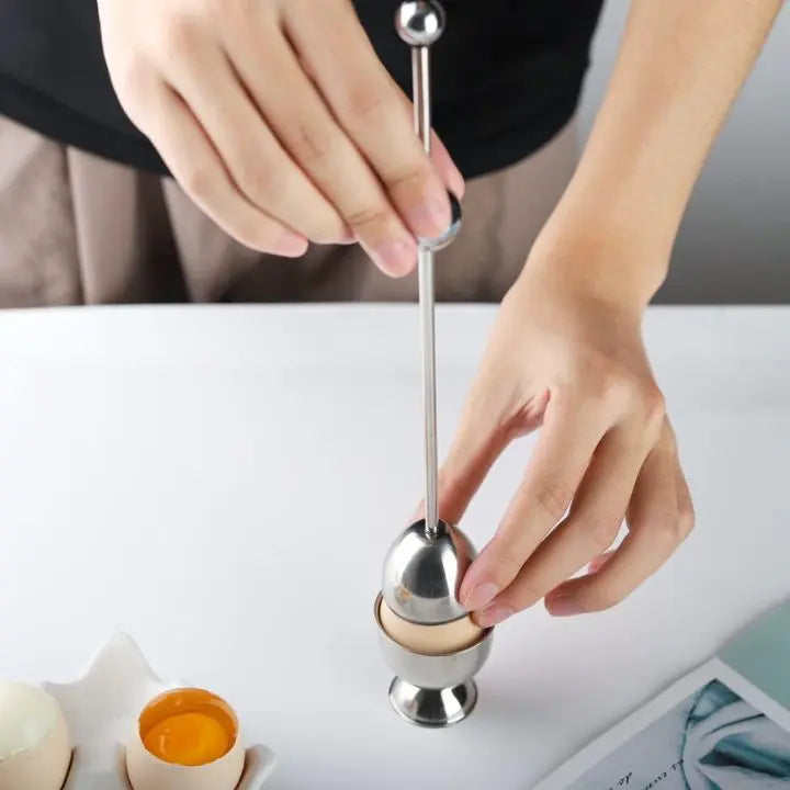 Egg Cracker Tool | Stainless Steel Egg Opener with Tapping Design | Effortless Cracking for All Egg Types 0