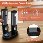 Electric Salt and Pepper Grinder Set with LED Light | One-Handed Operation for Effortless Seasoning 2