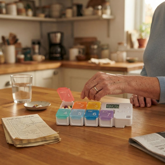Pill Organizer Weekly with 4 Daily Alarms, Electronic Pill Case