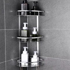 Elegant Aluminum | Bathroom Corner Shelf with 3-Layer Design | Durable Storage Solution for Organized Shower Essentials 0