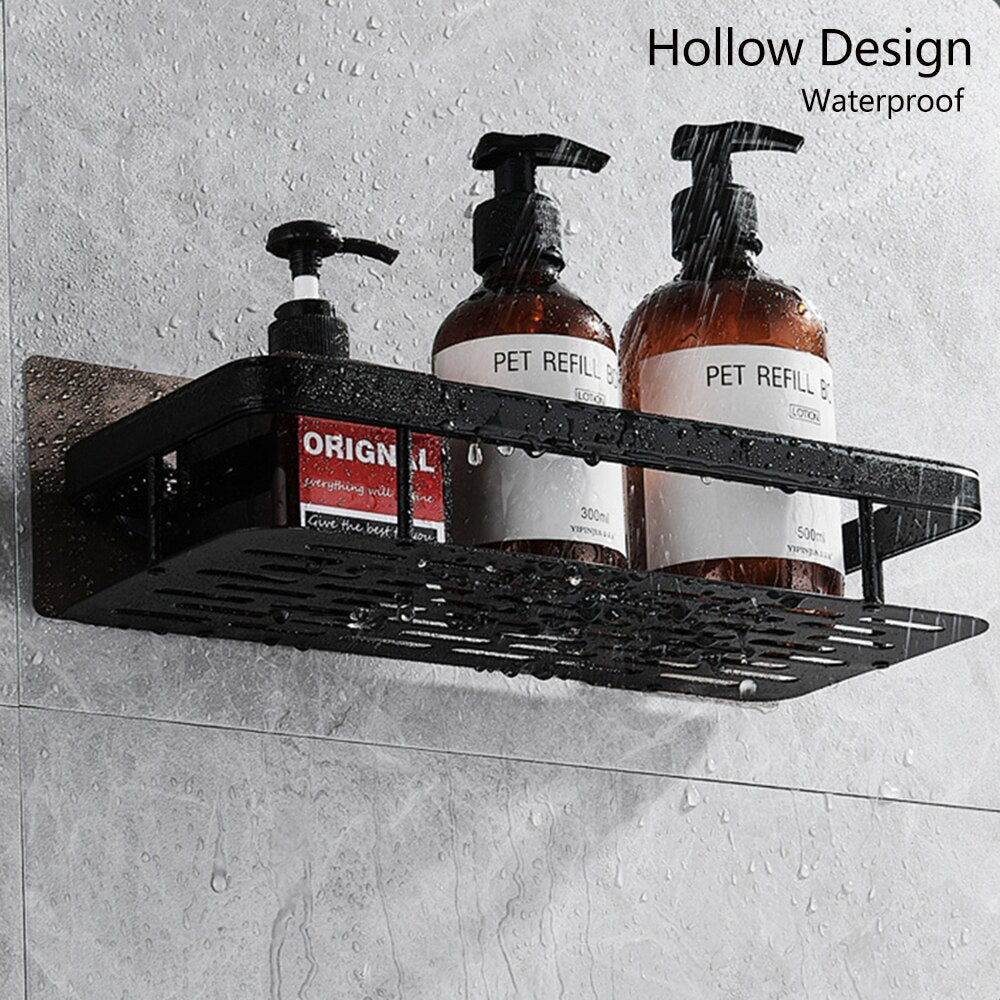 Elegant Bathroom Shelves | Floating Shower Shelf with Metal Suction Cups | Stylish Storage Solution for Easy Organization 1