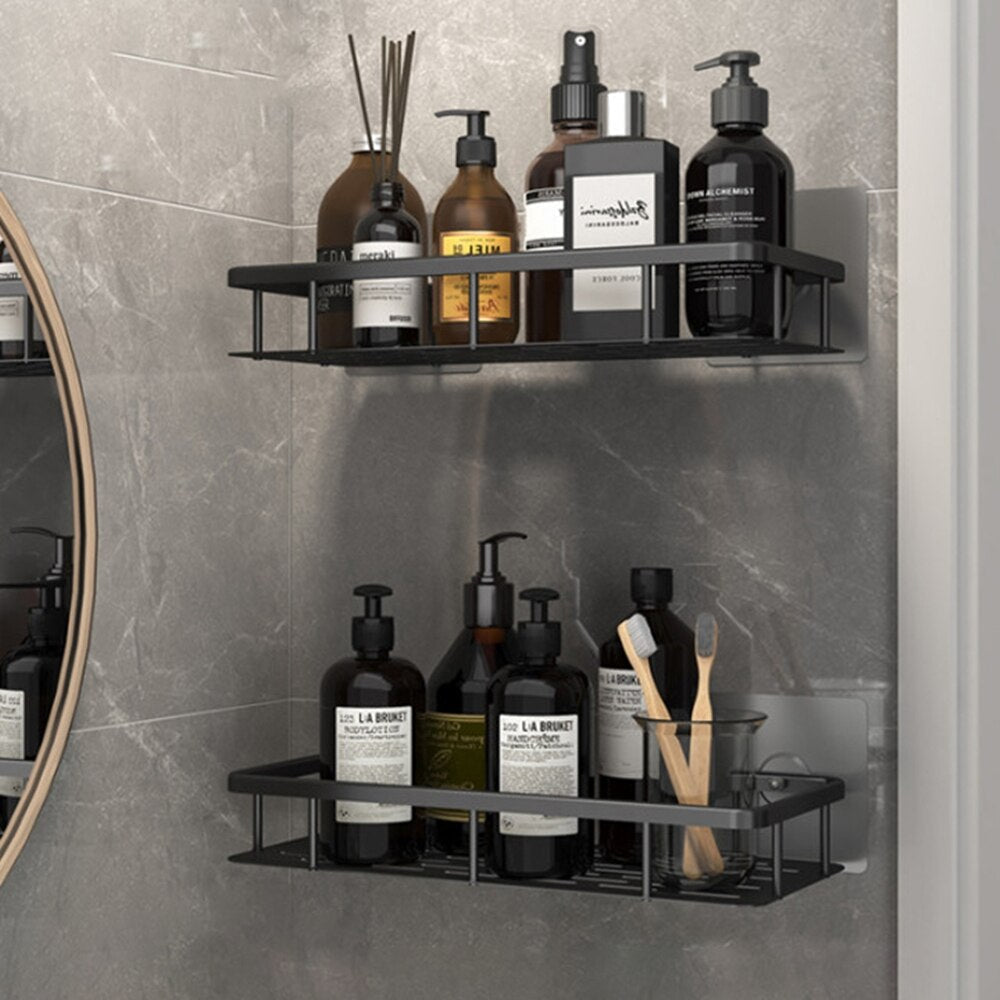 Elegant Bathroom Shelves | Floating Shower Shelf with Metal Suction Cups | Stylish Storage Solution for Easy Organization 12
