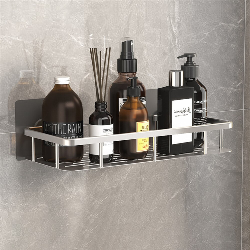 Elegant Bathroom Shelves | Floating Shower Shelf with Metal Suction Cups | Stylish Storage Solution for Easy Organization 3