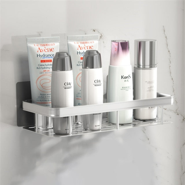 Elegant Bathroom Shelves | Floating Shower Shelf with Metal Suction Cups | Stylish Storage Solution for Easy Organization 4