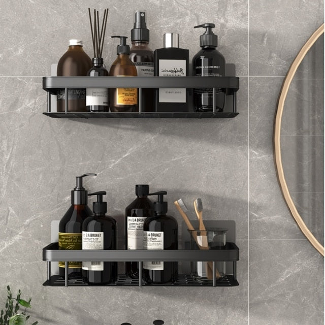 Elegant Bathroom Shelves | Floating Shower Shelf with Metal Suction Cups | Stylish Storage Solution for Easy Organization 5