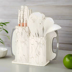 Elegant Black Marble Utensil & Knife Block Set with Ergonomic Design | 29-Piece Kitchen Essential for Effortless Cooking 3