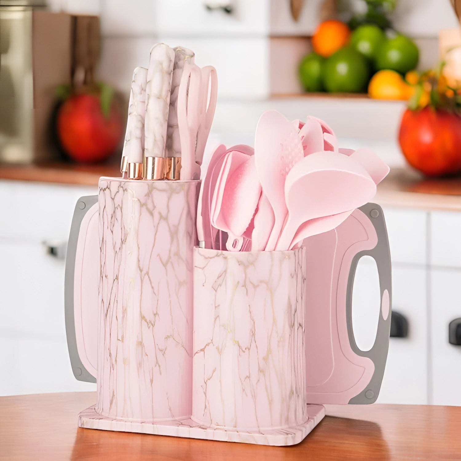 Elegant Black Marble Utensil & Knife Block Set with Ergonomic Design | 29-Piece Kitchen Essential for Effortless Cooking 4