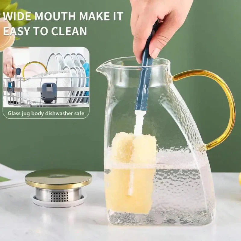 Elegant Borosilicate Glass Pitcher with Lid & Strainer | 1.8L Capacity for Refreshing Beverages 6