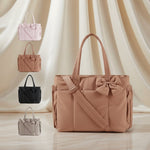 Elegant Bow Tote Bag for Women with Zipper Closure | Lightweight Nylon Handbag for Work & Travel 1