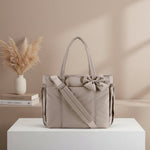 Elegant Bow Tote Bag for Women with Zipper Closure | Lightweight Nylon Handbag for Work & Travel 2