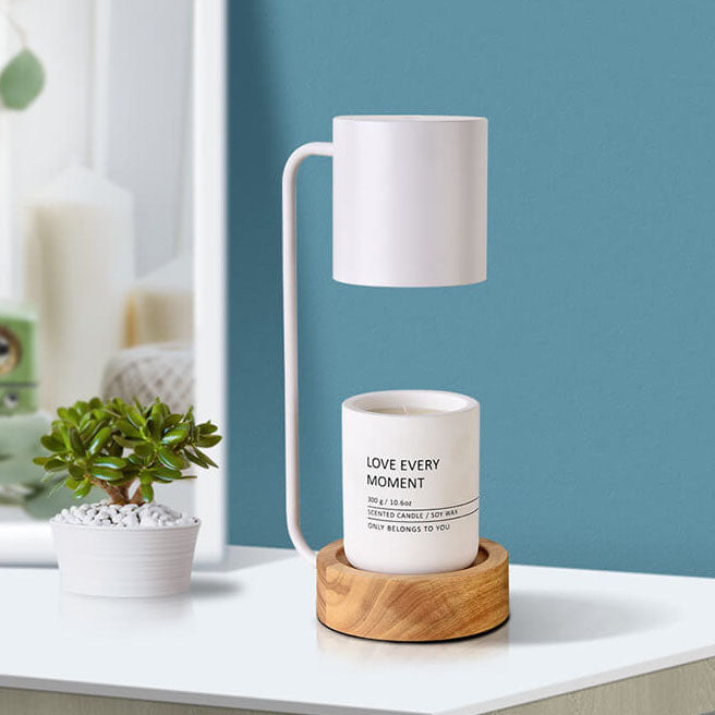 Elegant Candle Warmer Lamp with Dimmable Light & Wooden Base | Japanese Minimalist Design for Relaxation 0