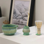 Elegant Ceramic Matcha Tea Set with Unique Glaze & Bamboo Whisk for Authentic Tea Experience 2