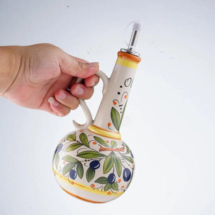 Elegant Ceramic Oil Dispenser with Metal Pour Spout | Perfect Olive Oil and Vinegar Bottles for Kitchen Decor 8