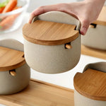 Elegant Ceramic Spice Jar Set with Bamboo Lids | Stylish Storage for Kitchen Essentials 4