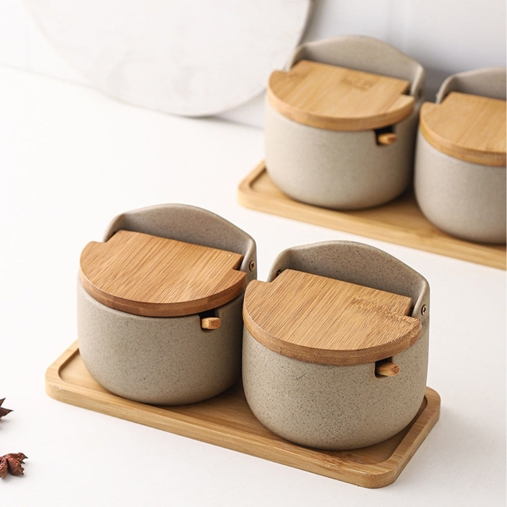 Elegant Ceramic Spice Jar Set with Bamboo Lids | Stylish Storage for Kitchen Essentials 6