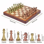Elegant Chess Set | Antique Bronze Pieces with Foldable Wood Board | Timeless Design for Classic Gameplay 1