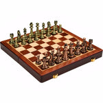 Elegant Chess Set | Antique Bronze Pieces with Foldable Wood Board | Timeless Design for Classic Gameplay 3