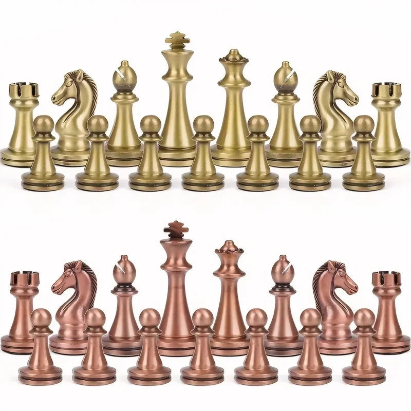 Elegant Chess Set | Antique Bronze Pieces with Foldable Wood Board | Timeless Design for Classic Gameplay 4