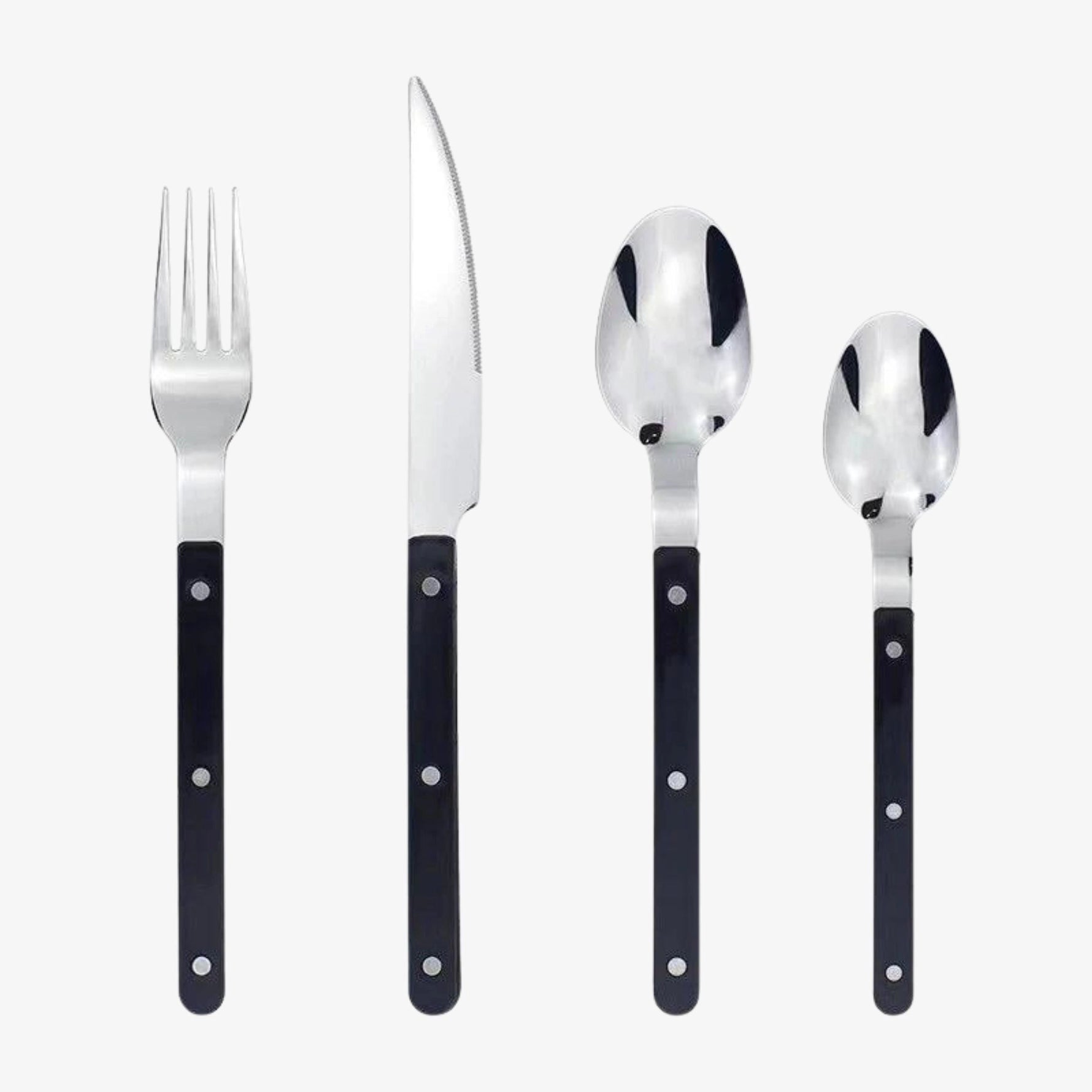 Elegant Cutlery Set | 24-Piece Stainless Steel Flatware with Black Handles | Durable Design for Stylish Dining 0