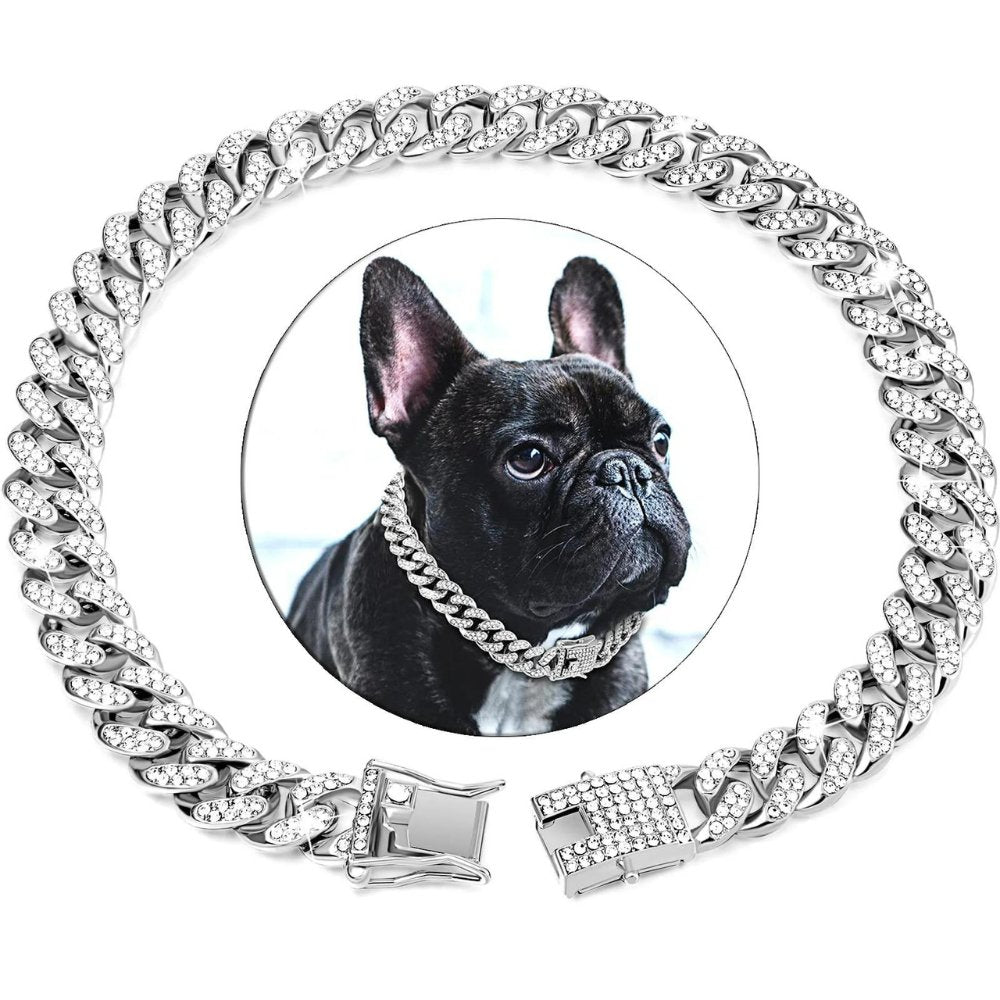 Elegant Dog Collar with Zirconia Diamonds | Luxury Gold Chain Design for Stylish Pets 4
