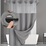 Elegant Double Layer Shower Curtain Set with Waffle Texture | Hookless Design for Easy Installation 7