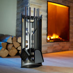 Elegant Fireplace Tool Set | 4-Piece Stainless Steel Tools with Wall-Mounted Rack for Easy Access 0