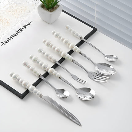 Elegant Flatware Set | Stainless Steel Cutlery with Pearl-Style Handles | Durable & Dishwasher Safe for Everyday Dining 1