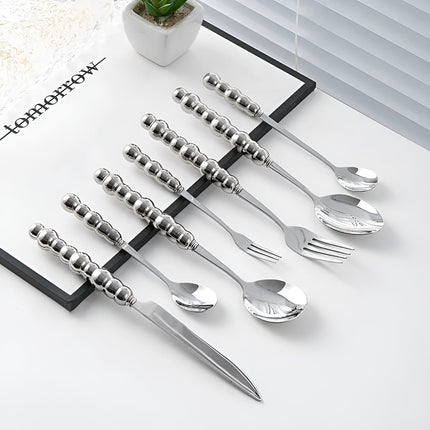 Elegant Flatware Set | Stainless Steel Cutlery with Pearl-Style Handles | Durable & Dishwasher Safe for Everyday Dining 2