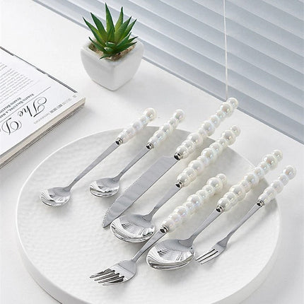 Elegant Flatware Set | Stainless Steel Cutlery with Pearl-Style Handles | Durable & Dishwasher Safe for Everyday Dining 5