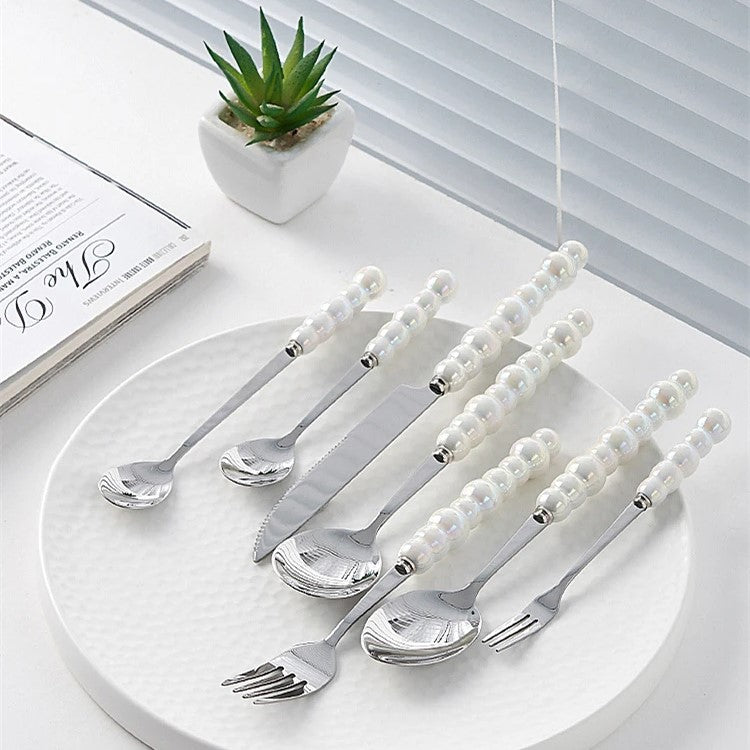 Elegant Flatware Set | Stainless Steel Cutlery with Pearl-Style Handles | Durable & Dishwasher Safe for Everyday Dining 5