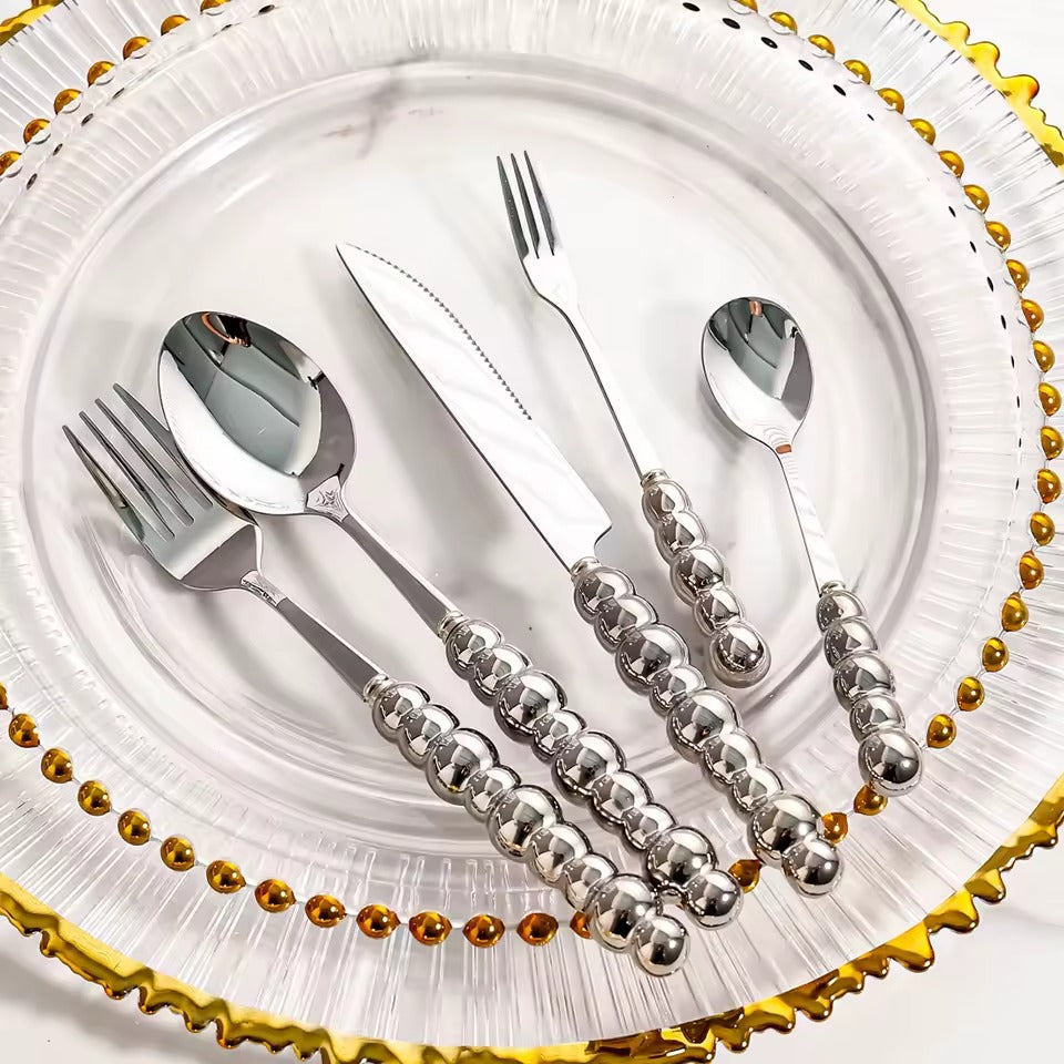 Elegant Flatware Set | Stainless Steel Cutlery with Pearl-Style Handles | Durable & Dishwasher Safe for Everyday Dining 6