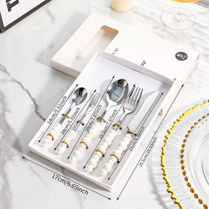 Elegant Flatware Set | Stainless Steel Cutlery with Pearl-Style Handles | Durable & Dishwasher Safe for Everyday Dining 7