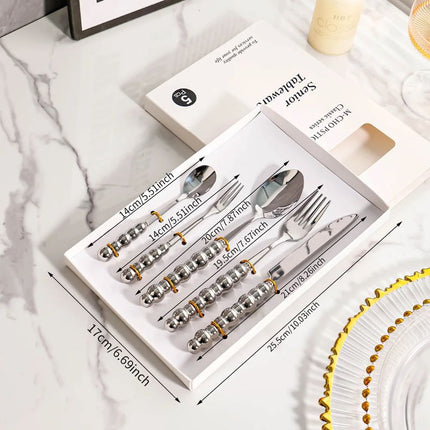 Elegant Flatware Set | Stainless Steel Cutlery with Pearl-Style Handles | Durable & Dishwasher Safe for Everyday Dining 8