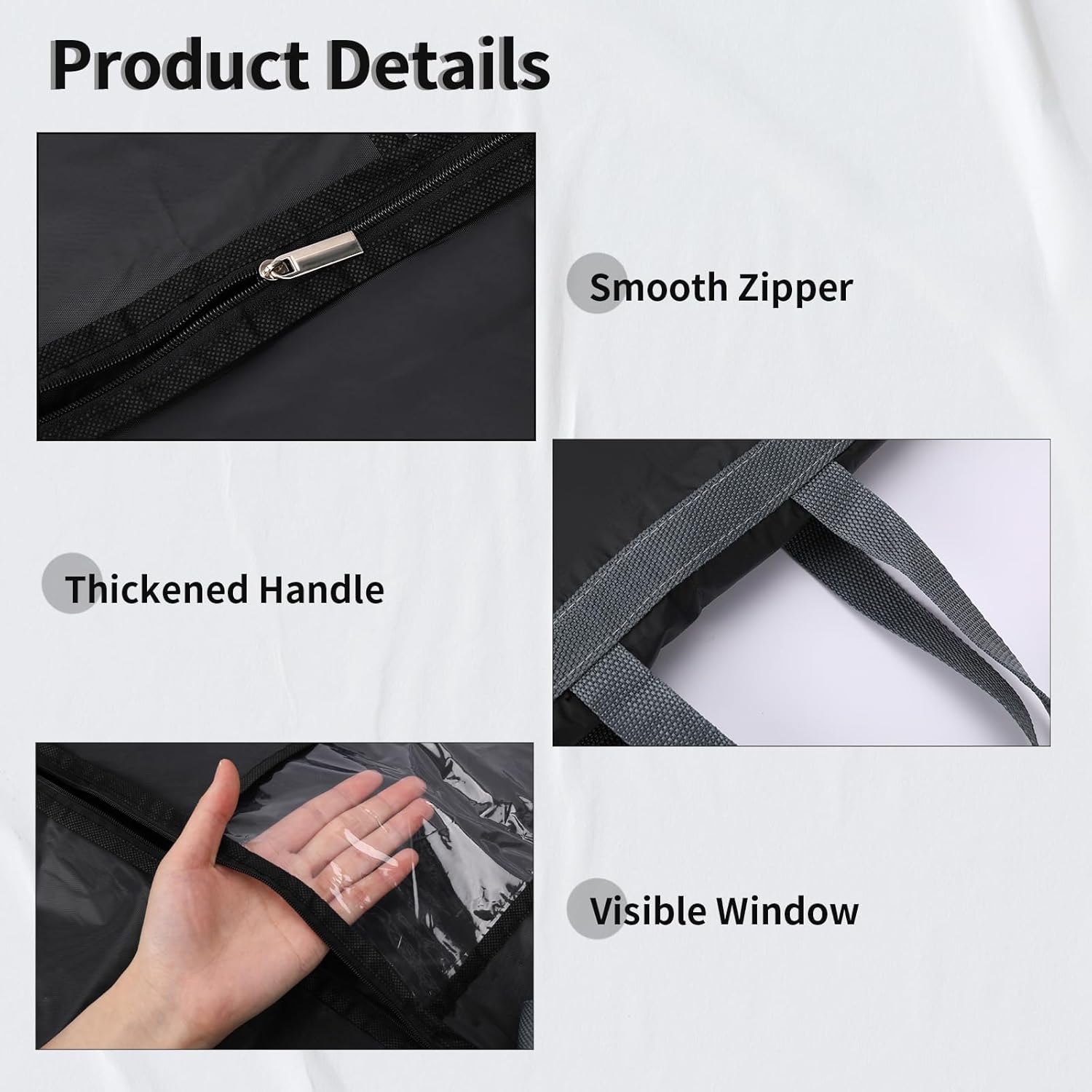 Elegant Garment Storage Cover | Long Dress Bag with Zipper & Clear Window | 2-Pack for Travel and Protection 3