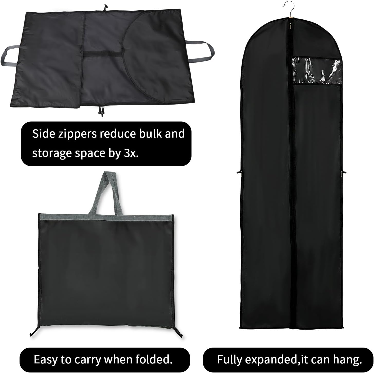 Elegant Garment Storage Cover | Long Dress Bag with Zipper & Clear Window | 2-Pack for Travel and Protection 5
