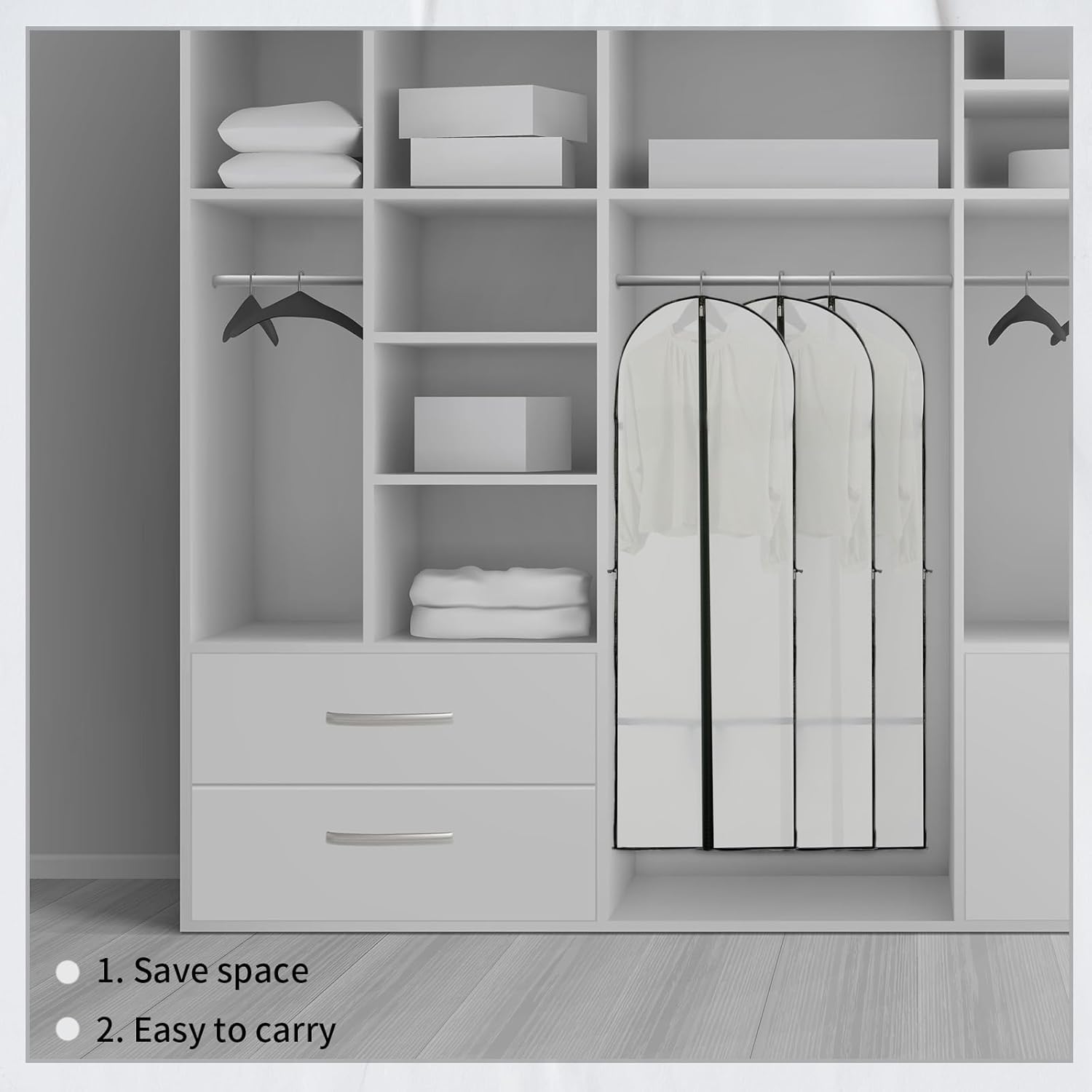 Elegant Garment Storage Cover | Long Dress Bag with Zipper & Clear Window | 2-Pack for Travel and Protection 6