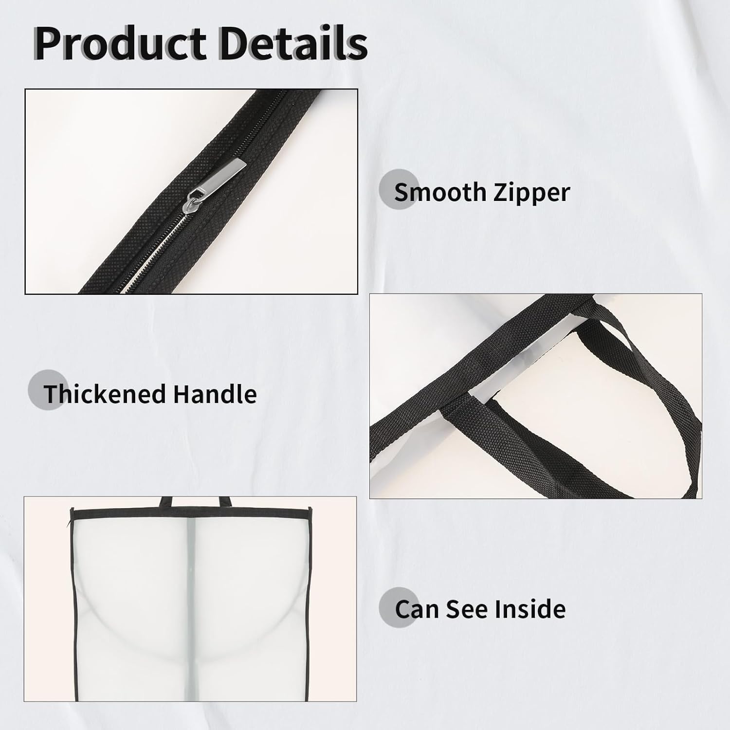Elegant Garment Storage Cover | Long Dress Bag with Zipper & Clear Window | 2-Pack for Travel and Protection 7