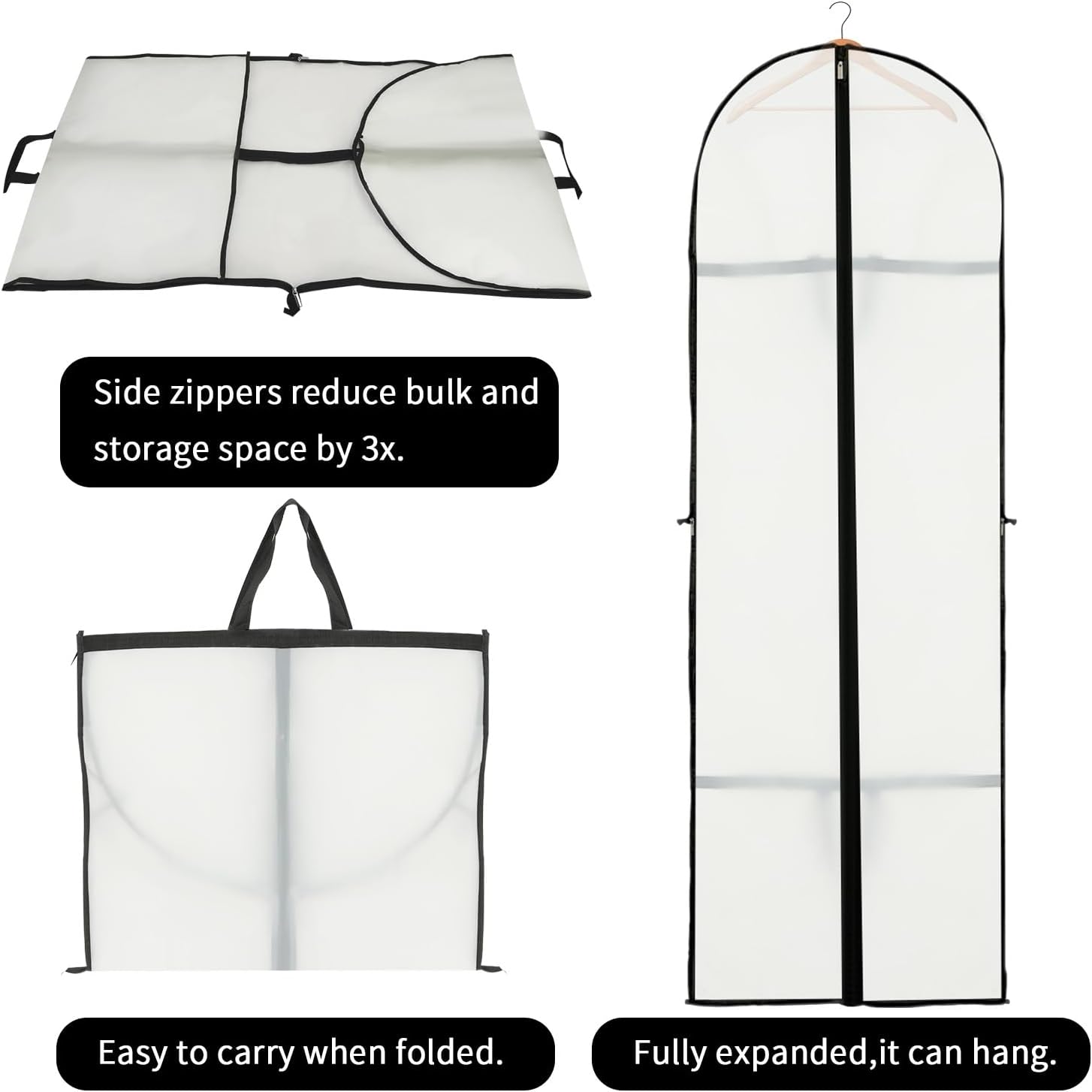 Elegant Garment Storage Cover | Long Dress Bag with Zipper & Clear Window | 2-Pack for Travel and Protection 9