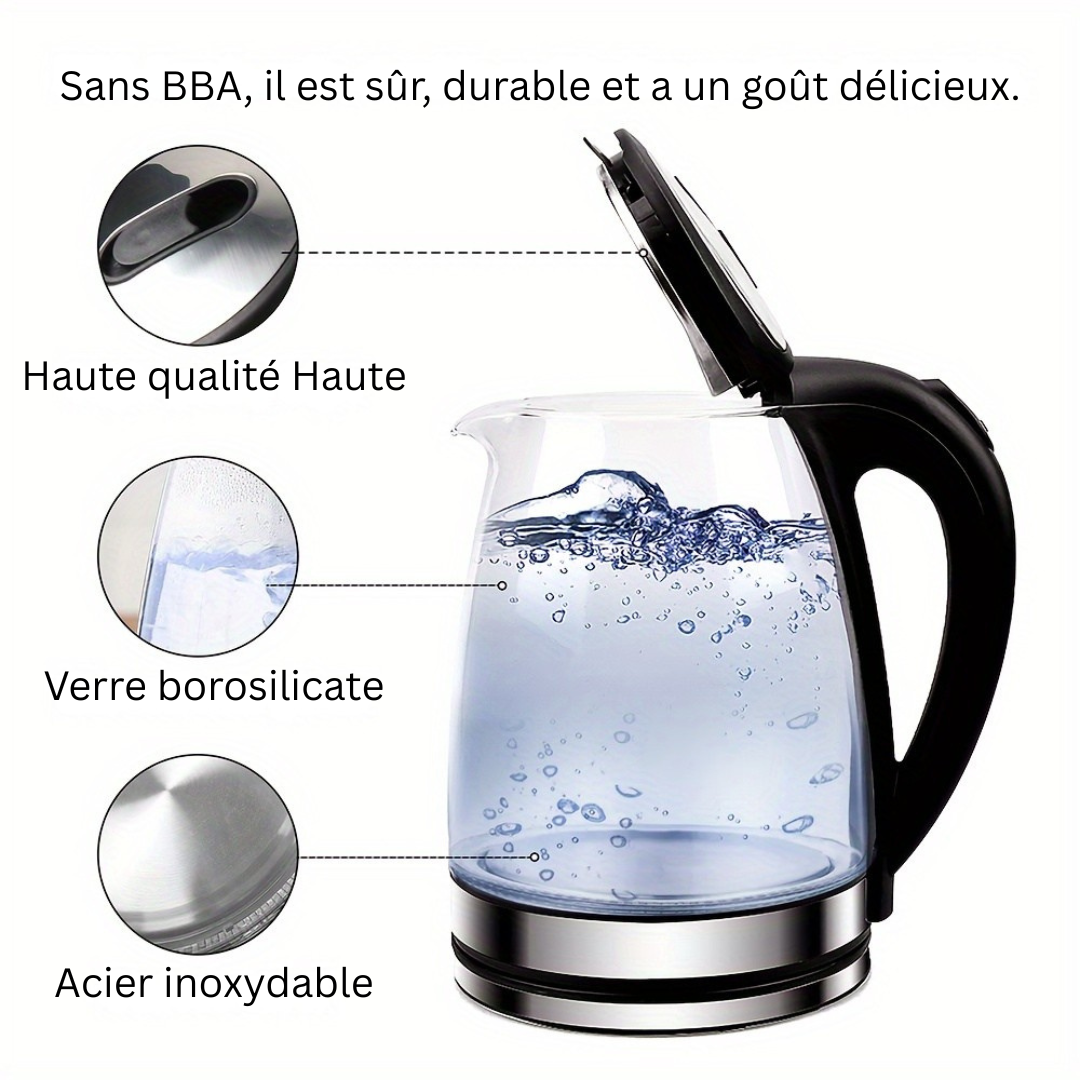 Elegant Glass Electric Kettle | 2L Rapid Boil with LED Light & Auto Shut-Off for Quick Beverages 4