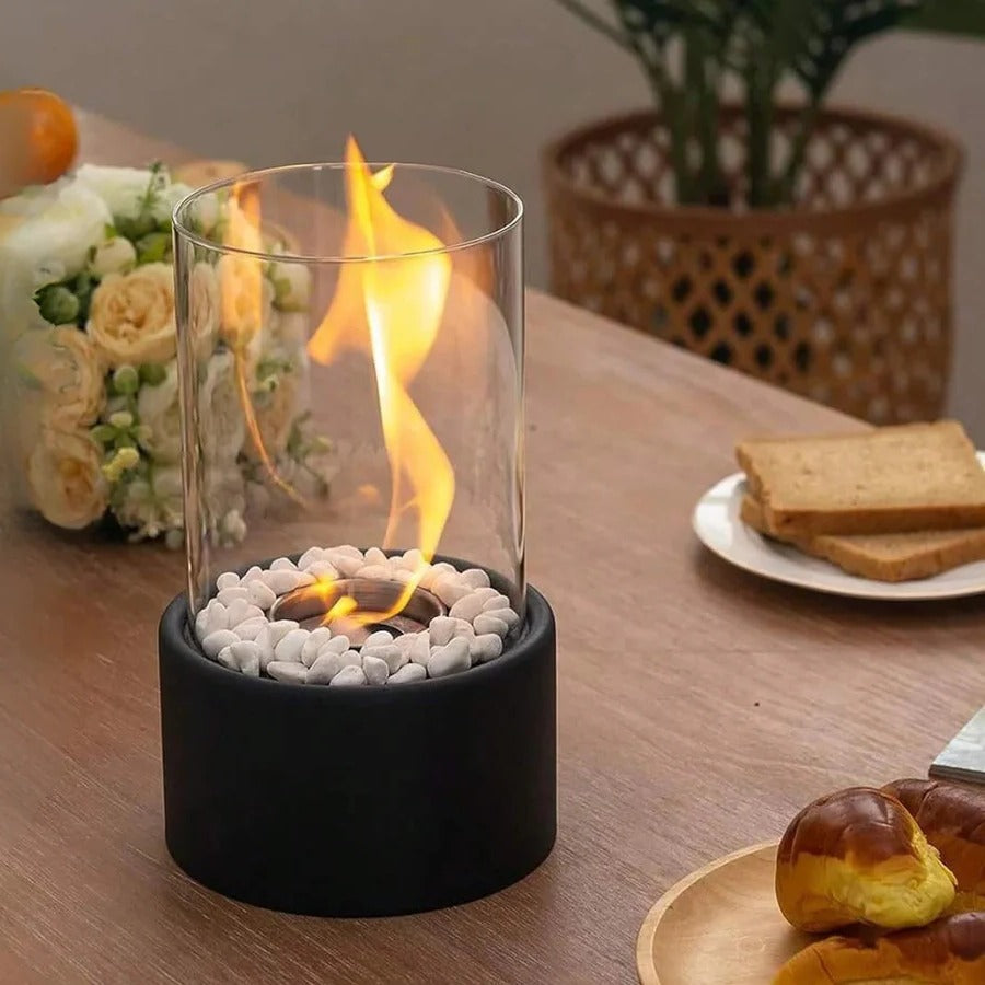 Elegant Glass Hearth | Compact Portable Fireplace with Ethanol Burner | Stylish Decor for Indoor & Outdoor Ambiance 0