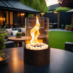 Elegant Glass Hearth | Compact Portable Fireplace with Ethanol Burner | Stylish Decor for Indoor & Outdoor Ambiance 1