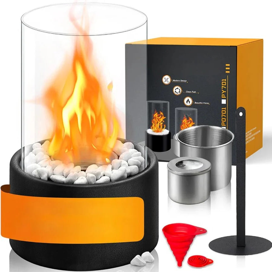Elegant Glass Hearth | Compact Portable Fireplace with Ethanol Burner | Stylish Decor for Indoor & Outdoor Ambiance 2